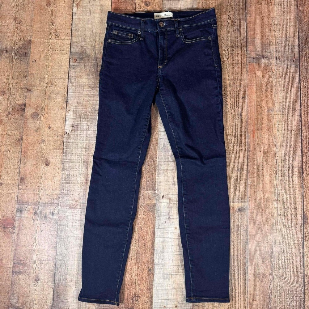 Gap 1969 True Skinny Jeans Womens 2 Short Dark Indigo Blue Denim Stretch 26S